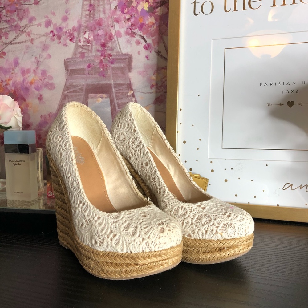 Charlotte Russe Cream Espadrilles Wedges